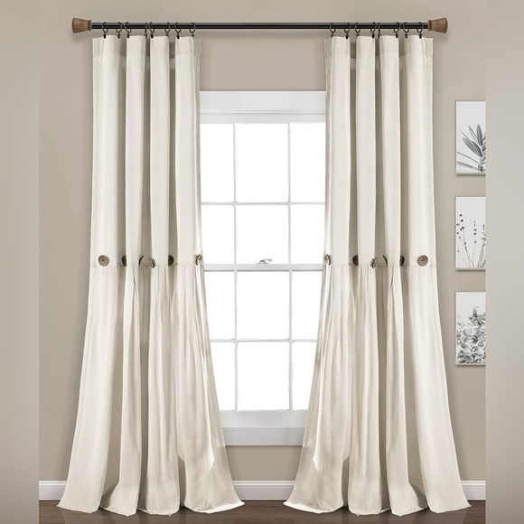 Curtain panels, Chic Farmhouse, Linen, 40”W x 108”L - Picture 1 of 4